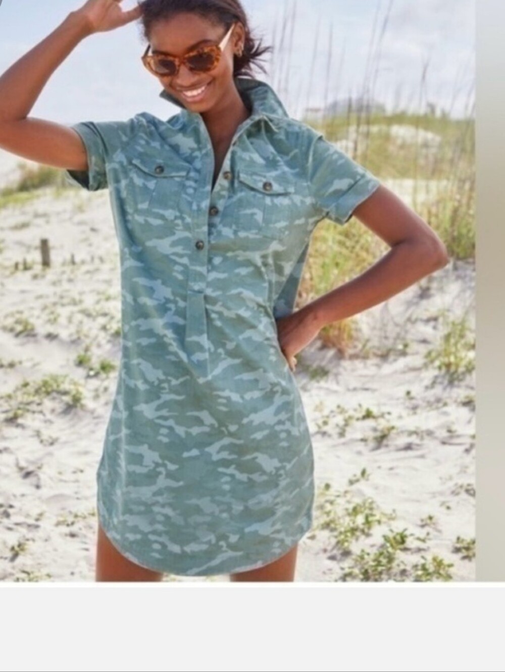 Vineyard Vines - Margot Green Camo Shirt Dress. Size 4